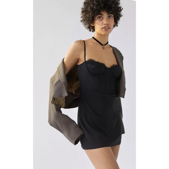 Urban Outfitters Other - Urban Outfitters Dress Lace Bustier Mini Slip Corset Black Size Medium